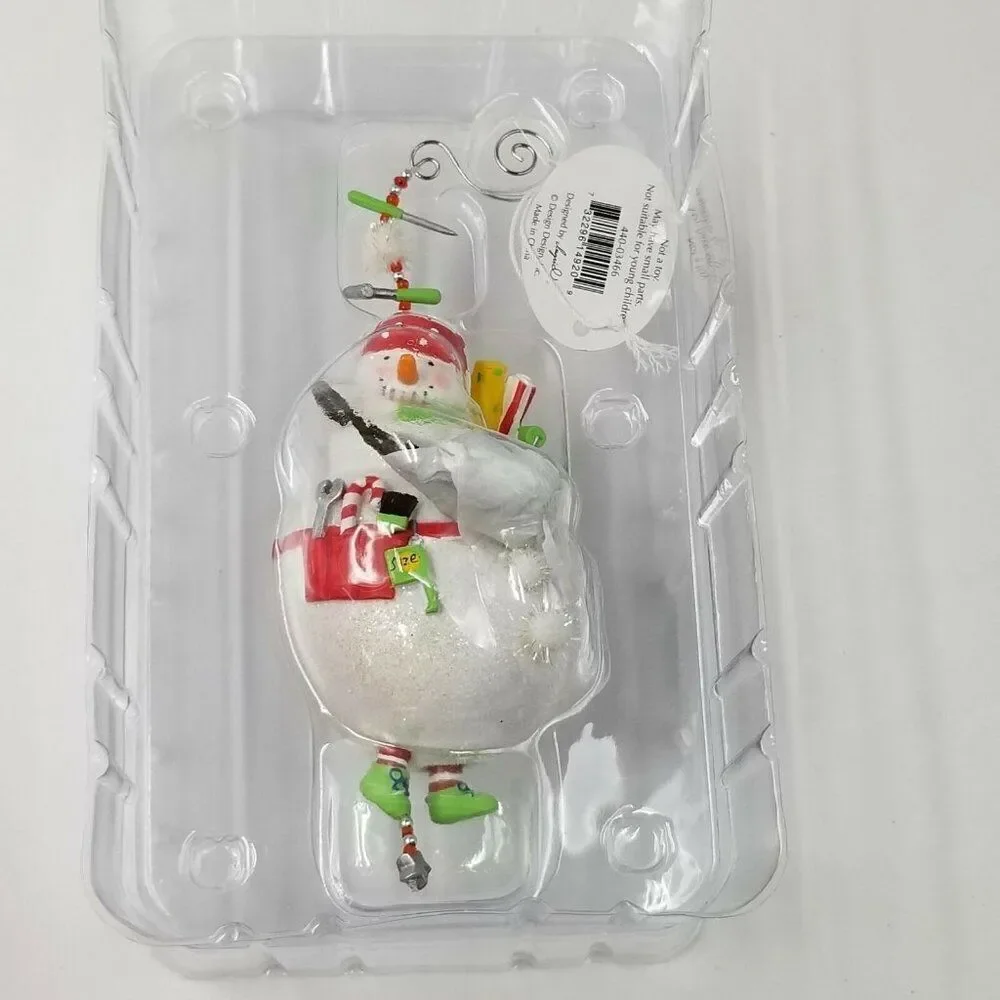 Snowman Handyman Christmas Ornament Ingrid Weekend Warrior New